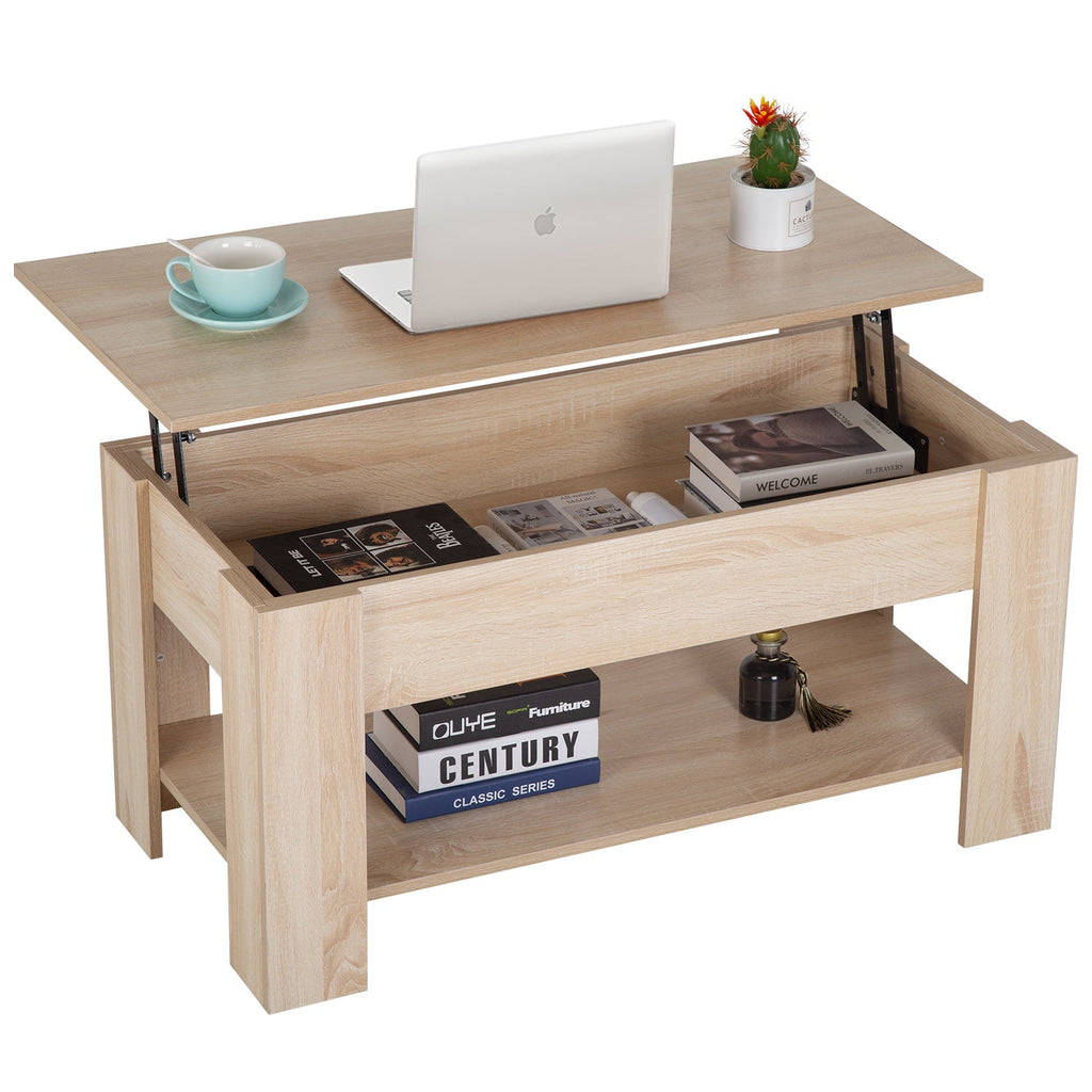 Lift Top Couchtisch mit verstecktem Kompartiment und Lagerregal