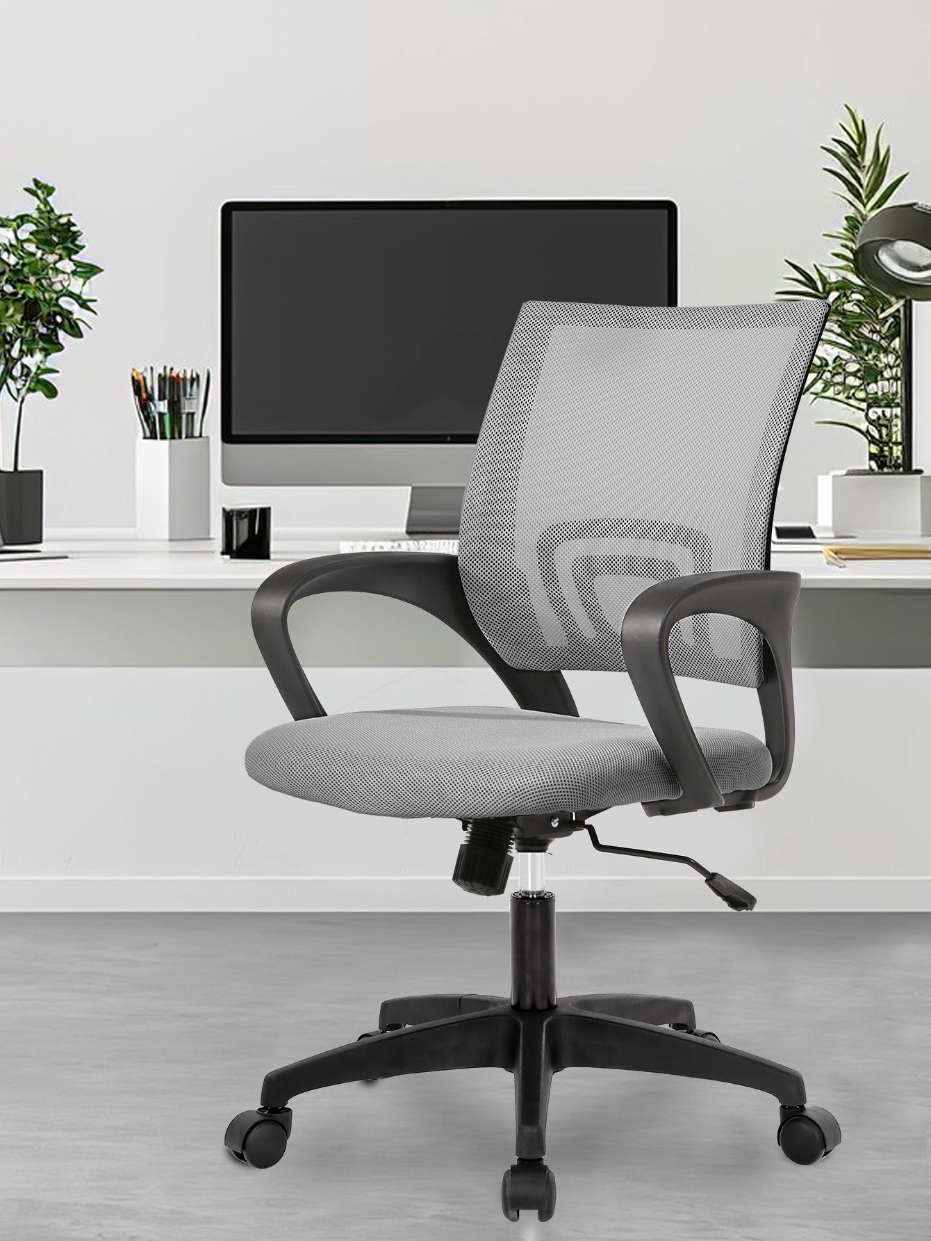 Ergonomic Office Chair - Mesh Desk Task Computer Swivel Chair mit Lumbar-Unterstützung, moderne Führungs verstellbar