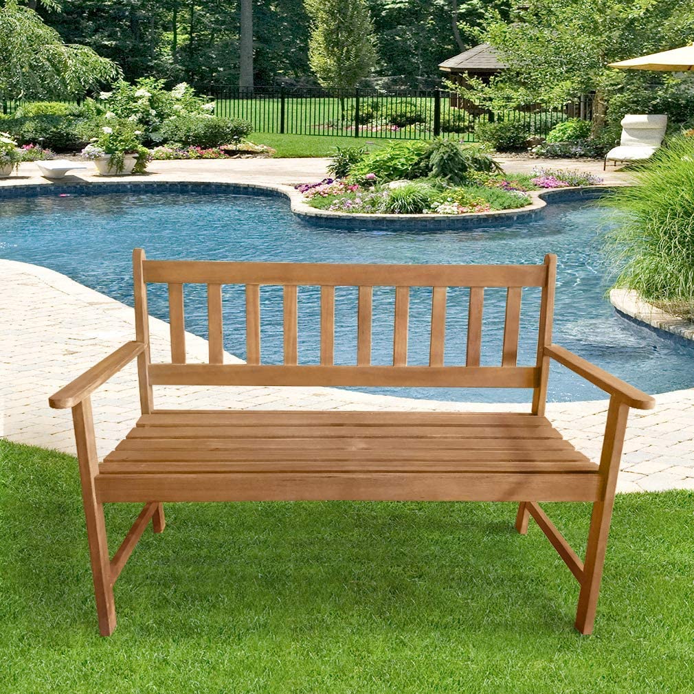 Outdoor Patio Bench Wood Garden Bench mit Armlehnen Sturdy Front Porch Chair
