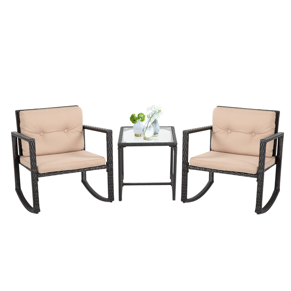 Outdoor Bistro Set Schaukeln 3 Stück Patio Set Rattan Stuhl