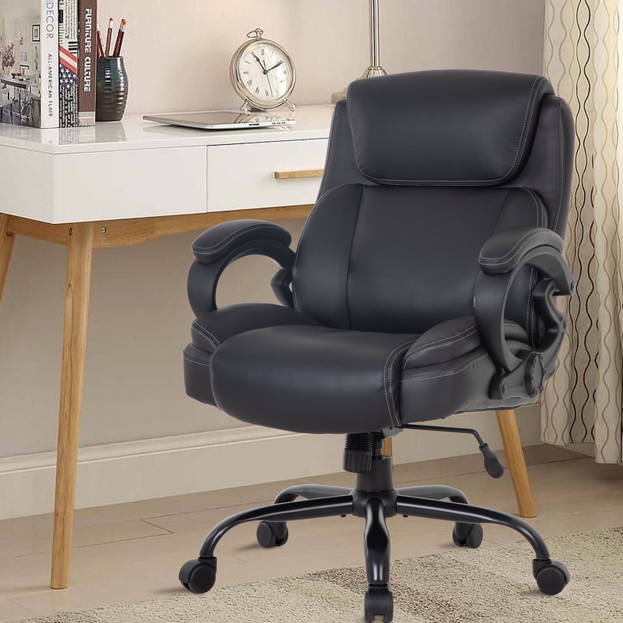 Lumbar Support Arms High Back PU Task Computer Chair