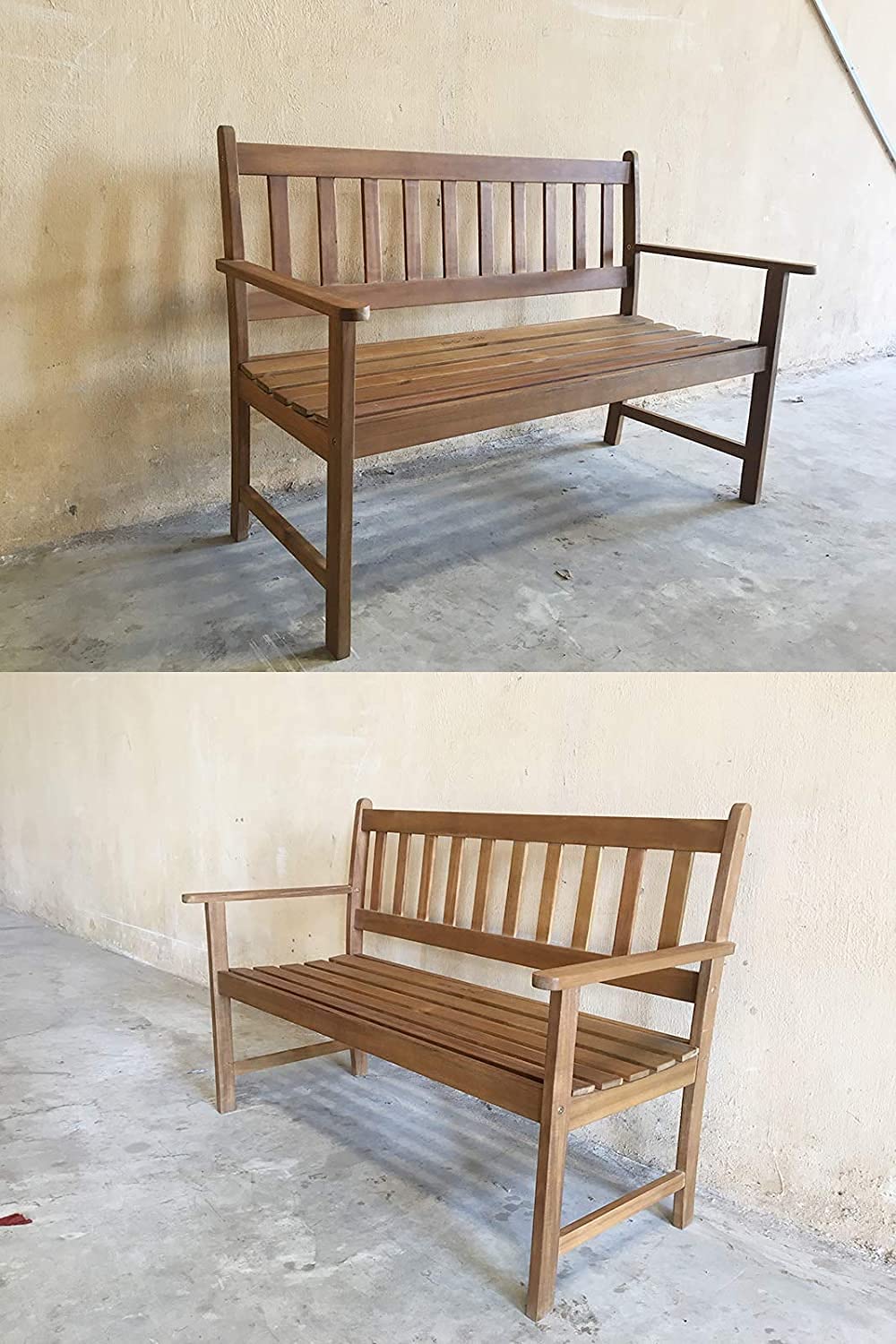 Outdoor Patio Bench Wood Garden Bench mit Armlehnen Sturdy Front Porch Chair
