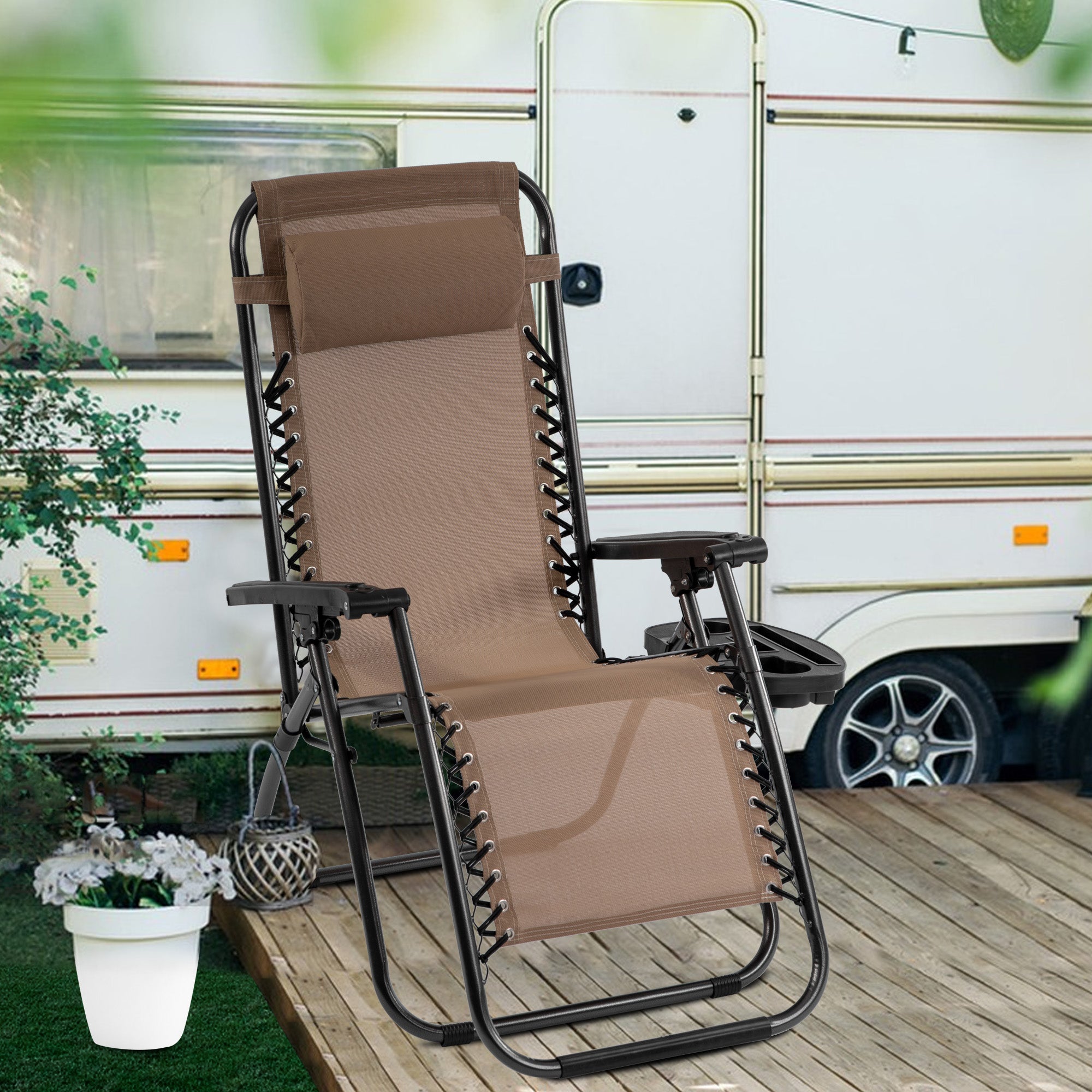 Zero Gravity Lawn Lounge Chair Patio Set von 2
