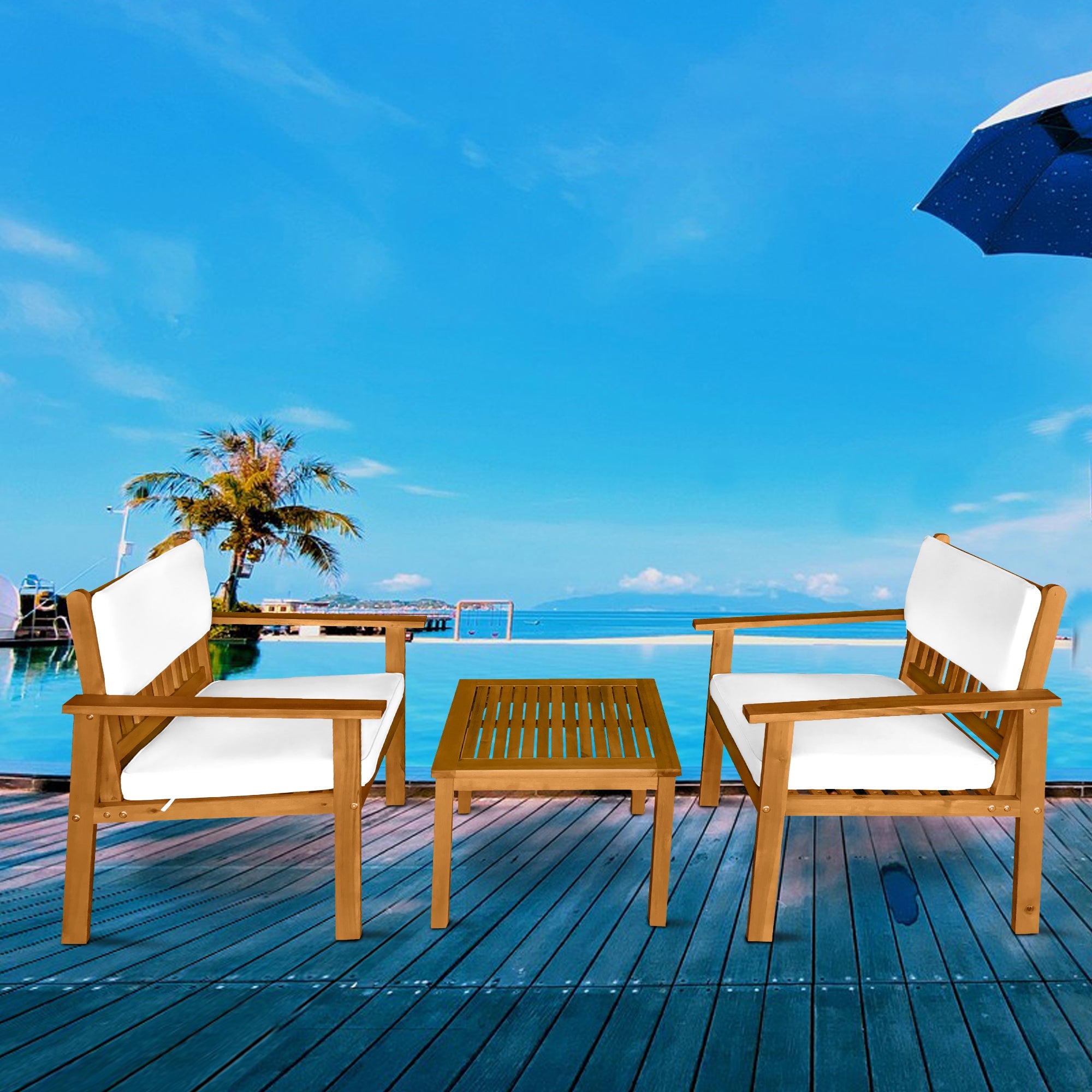 3-Stück Patio Bistro Set Patio Möbel Outdoor Tisch Stuhl Set