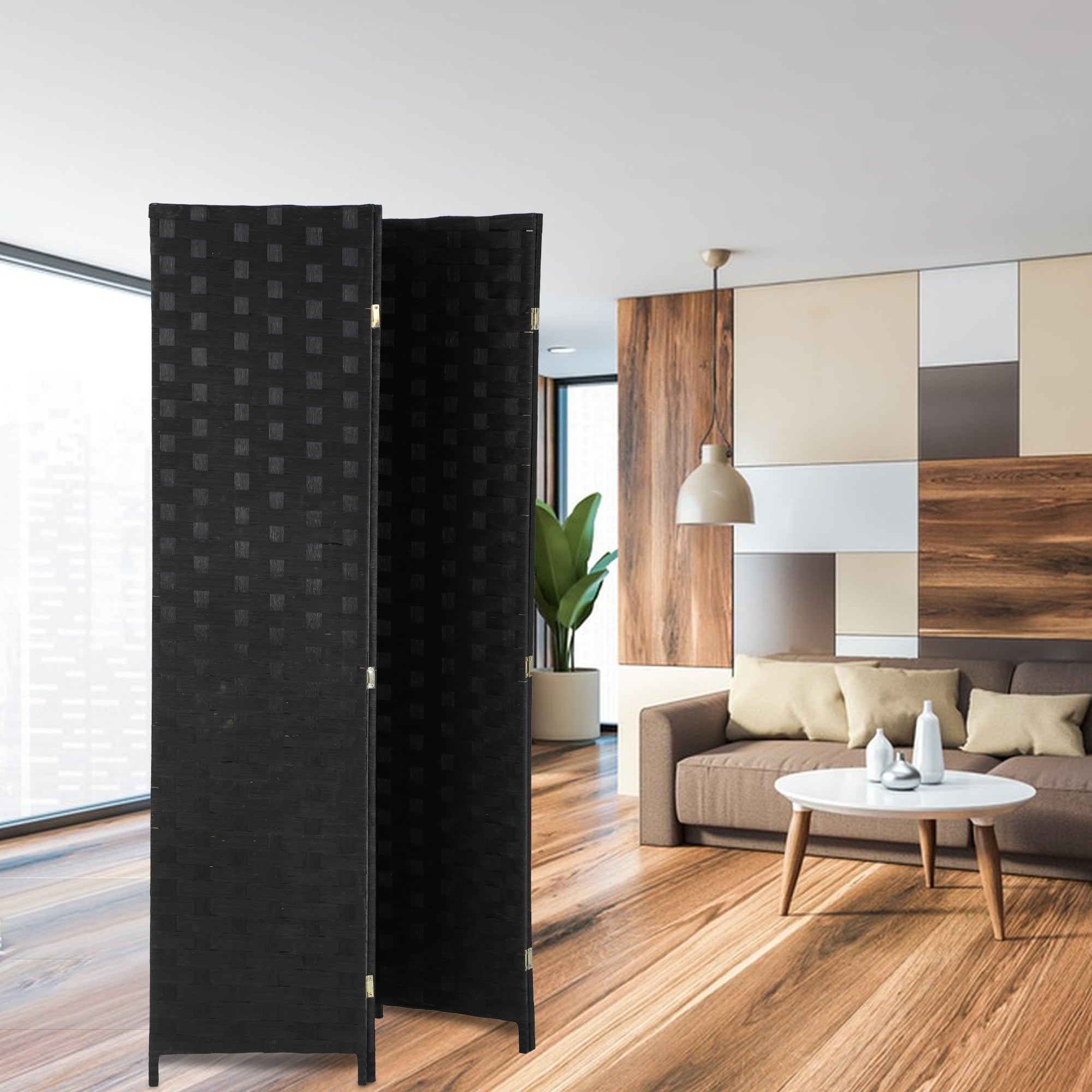 Hand-Woven Design Indoor Faltbares Holz Mesh Zimmerteiler