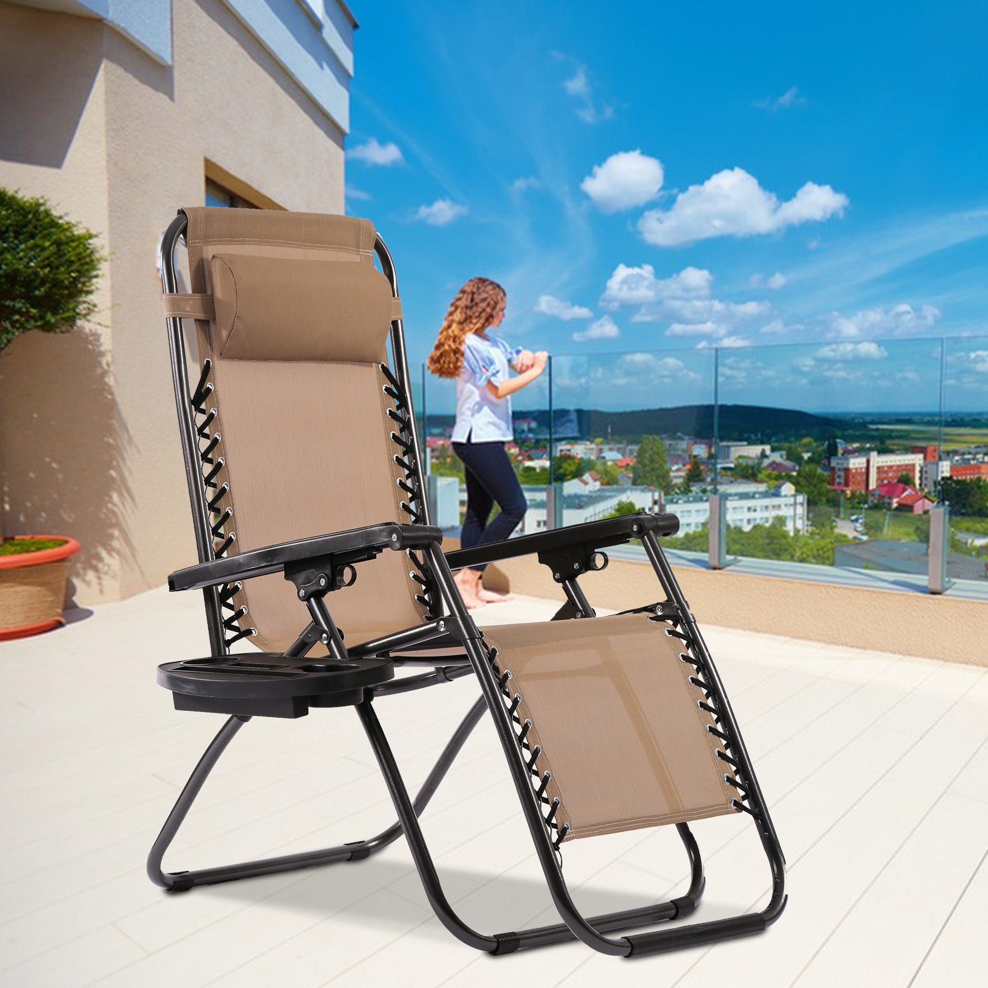 Zero Gravity Lawn Lounge Chair Patio Set von 2