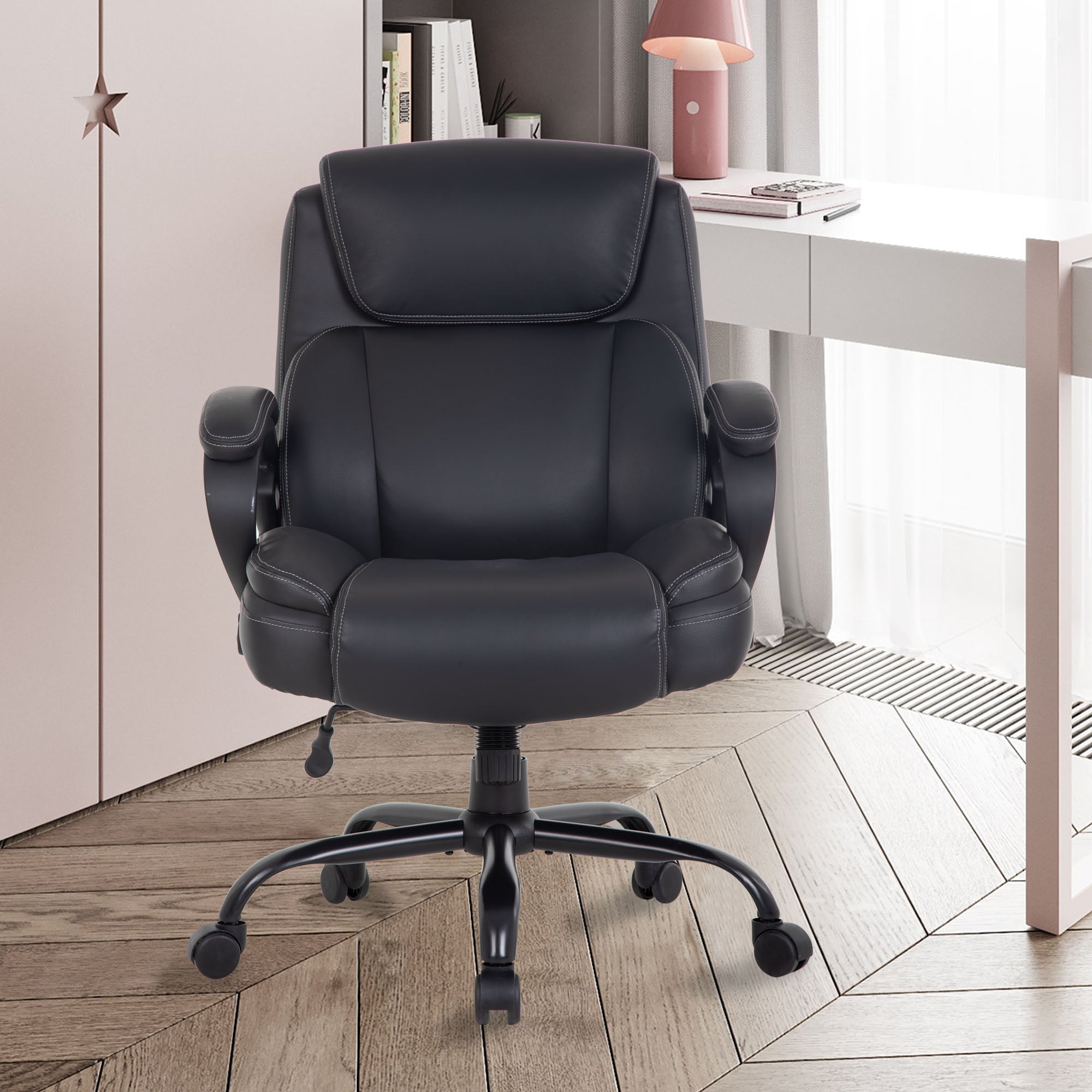 Lumbar Support Arms High Back PU Task Computer Chair