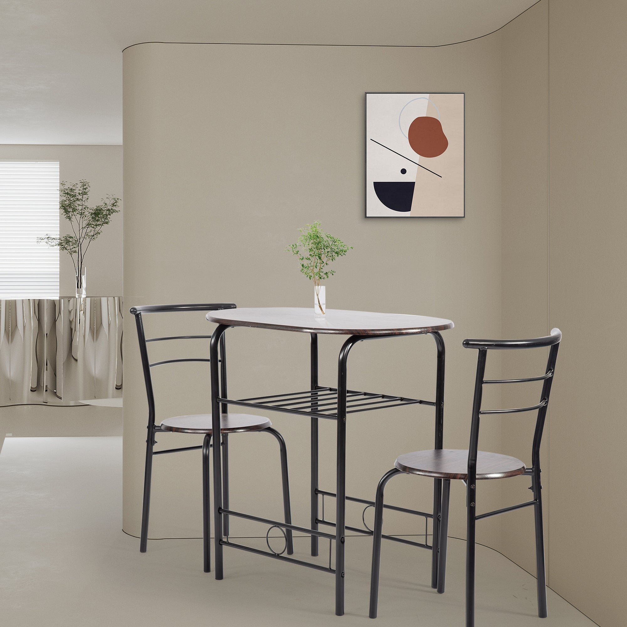 3-Piece Round Table und Stuhl Set für Küche Esszimmer