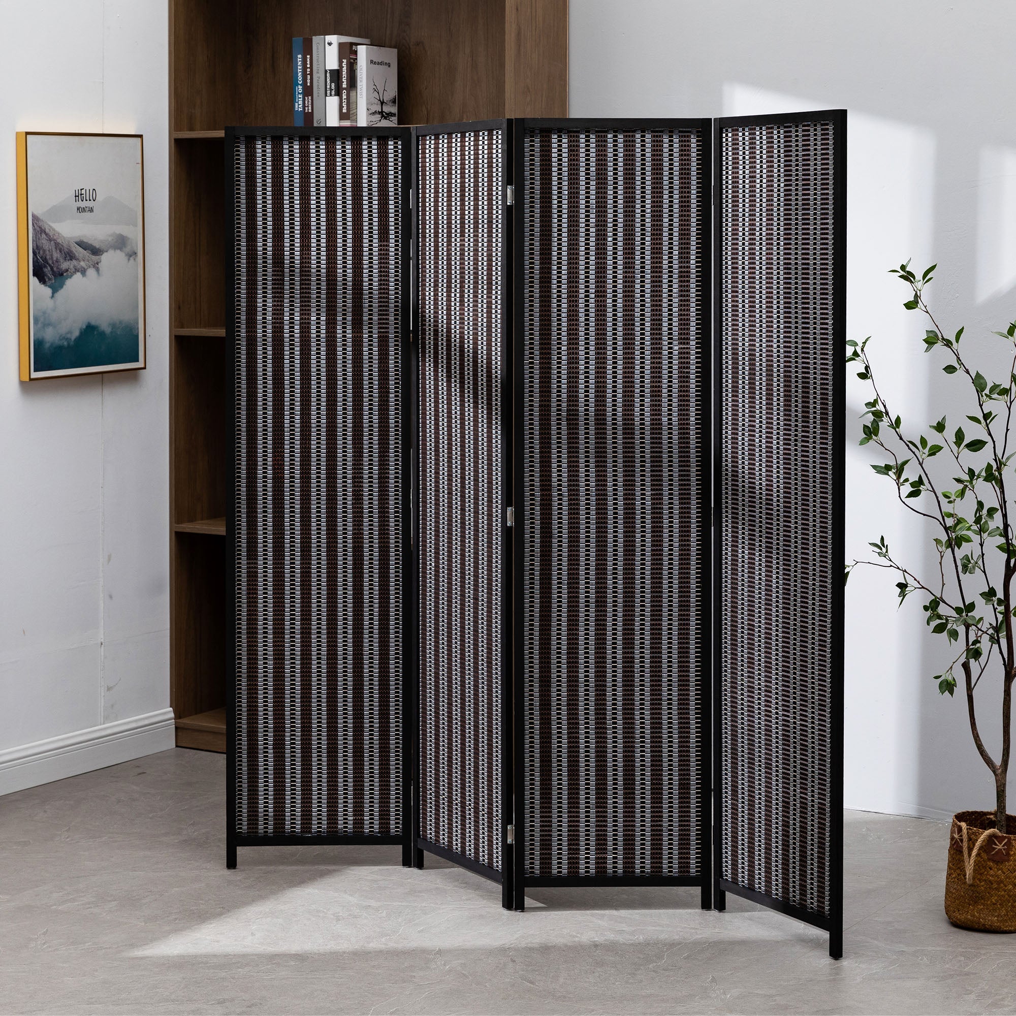 Bambus 4 Panel Privacy Wall Divider Wood Wohnzimmer