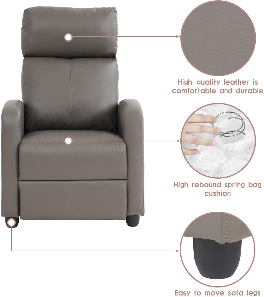 Recliner Chair für Wohnzimmer mit PU Leder gepolsterte Sitzlehne