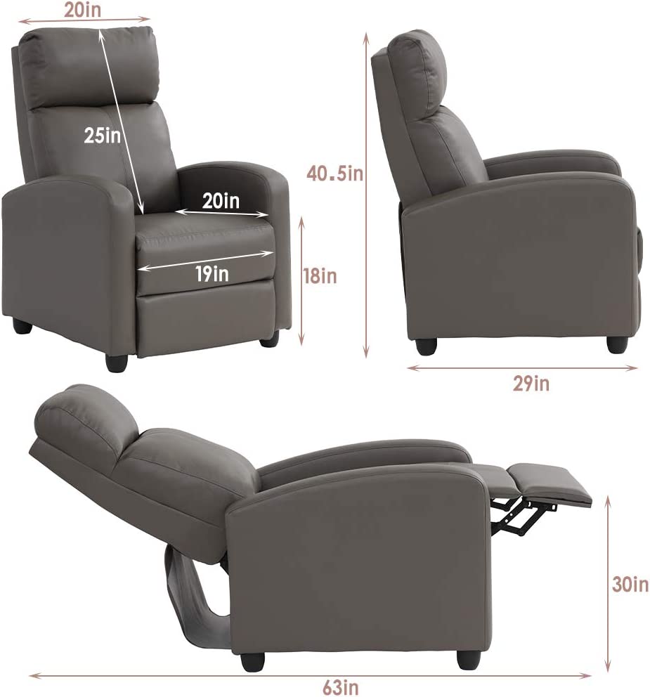 Recliner Chair für Wohnzimmer mit PU Leder gepolsterte Sitzlehne