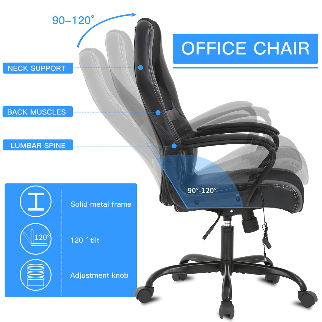 Verstellbare PU Lumbal Massage Support Leder Racing Chair