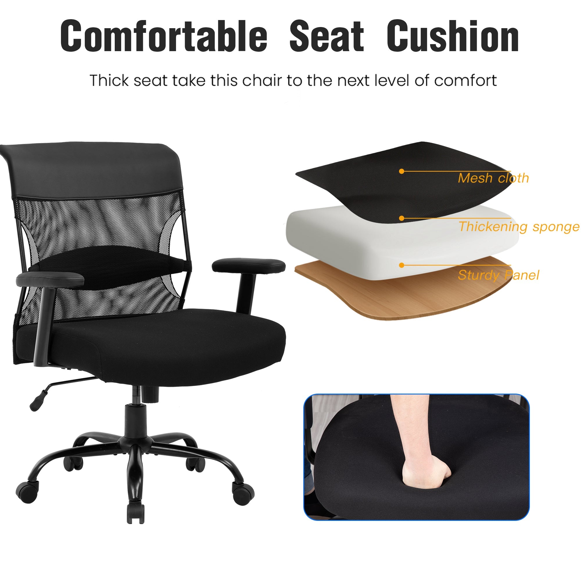 Breitsitziger Ergonomischer Computerstuhl