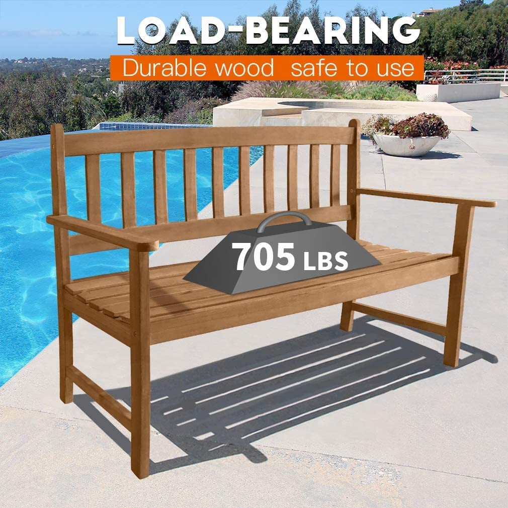 Outdoor Patio Bench Wood Garden Bench mit Armlehnen Sturdy Front Porch Chair