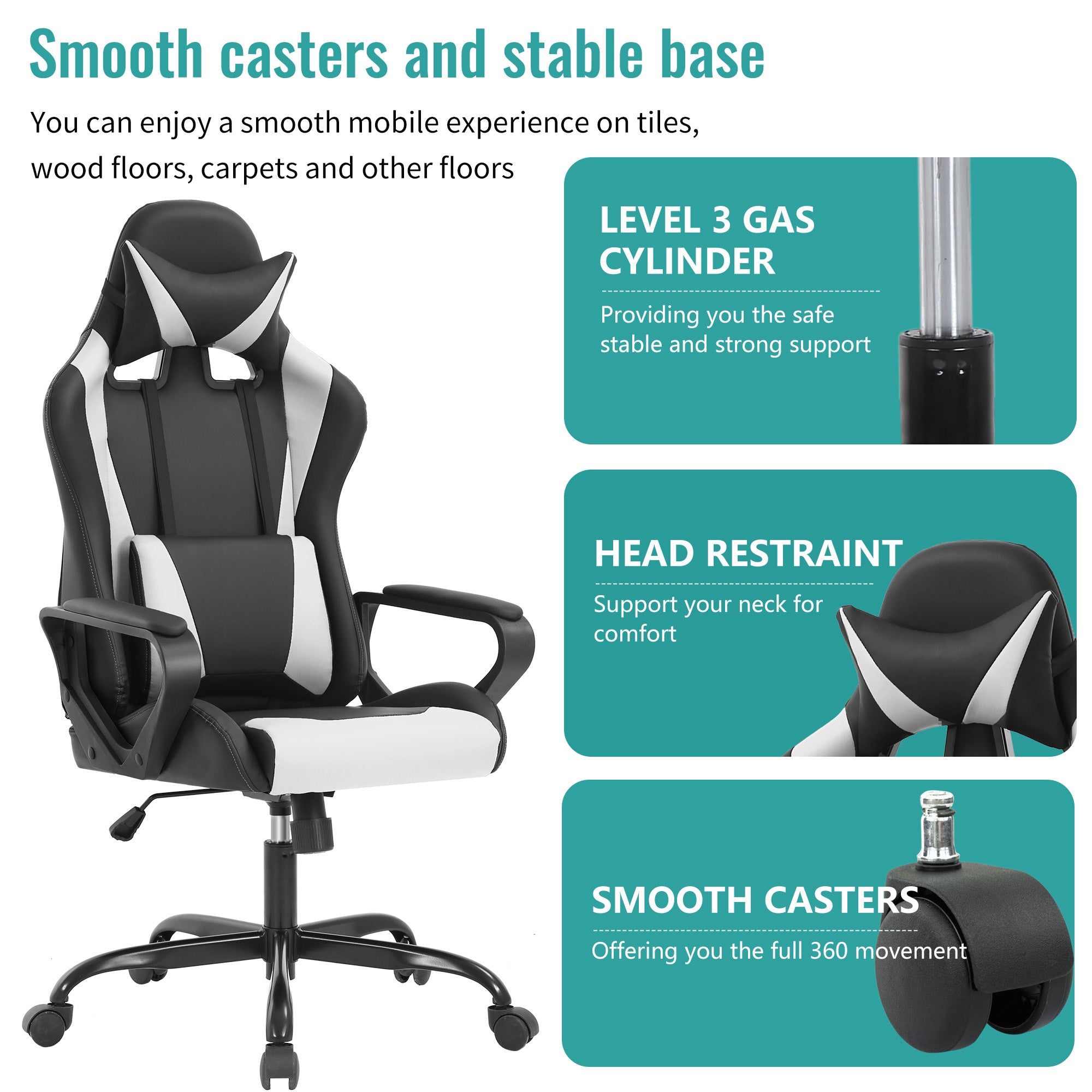 High-Back Ergonomic Executive Swivel Gaming Stuhl 6 Farben
