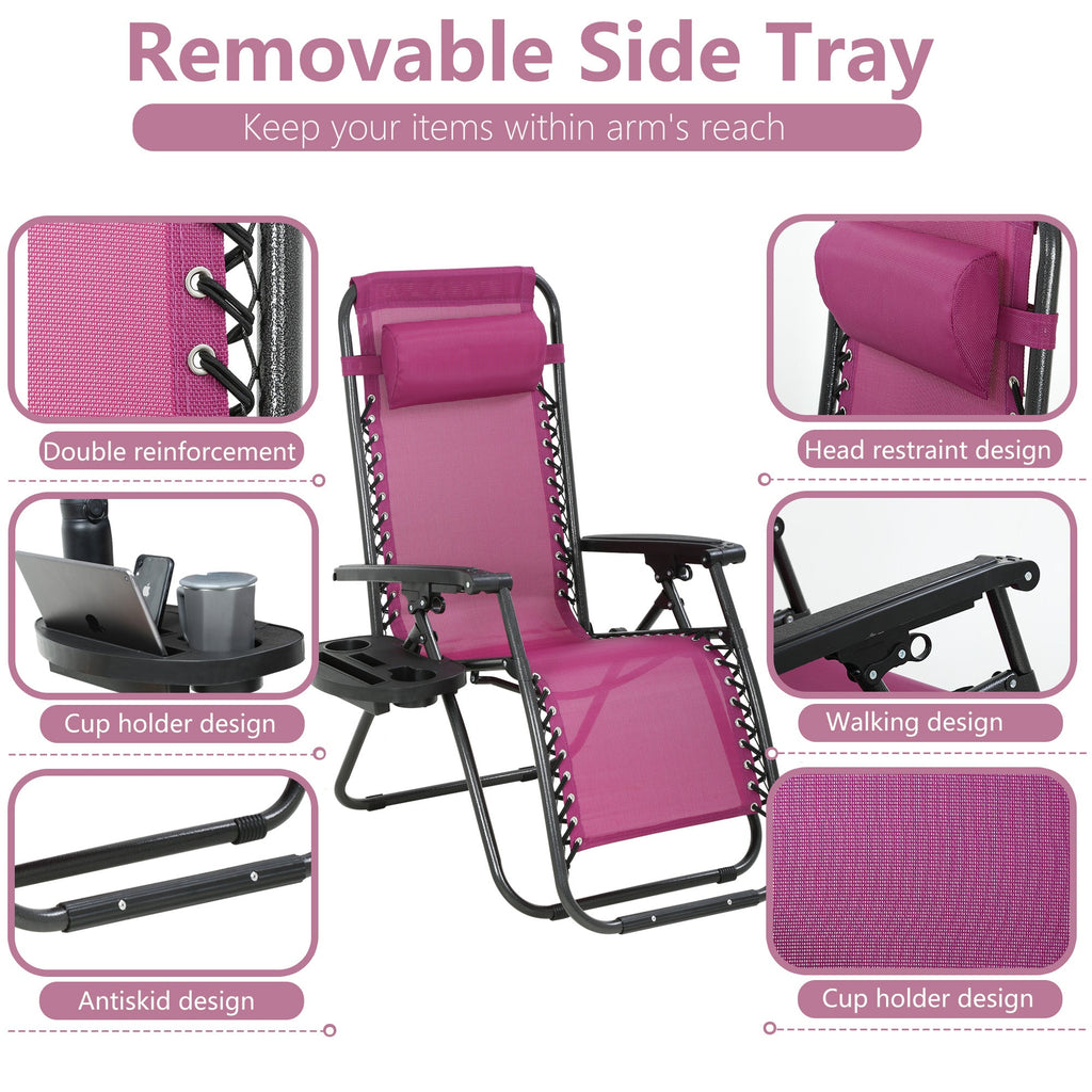 Zero Gravity Lawn Lounge Chair Patio Set von 2