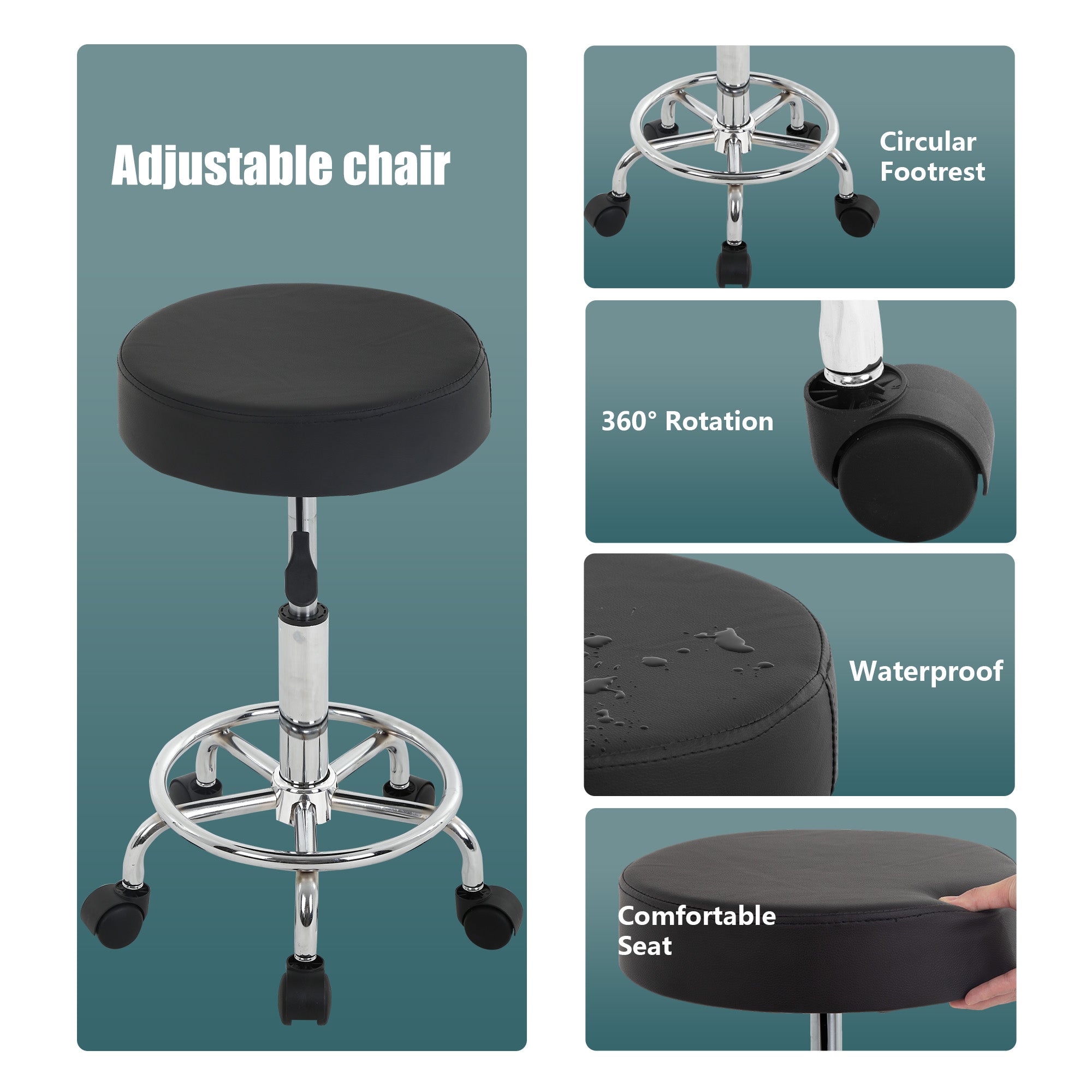 Round Rolling Swivel Esthetician Pu Chair