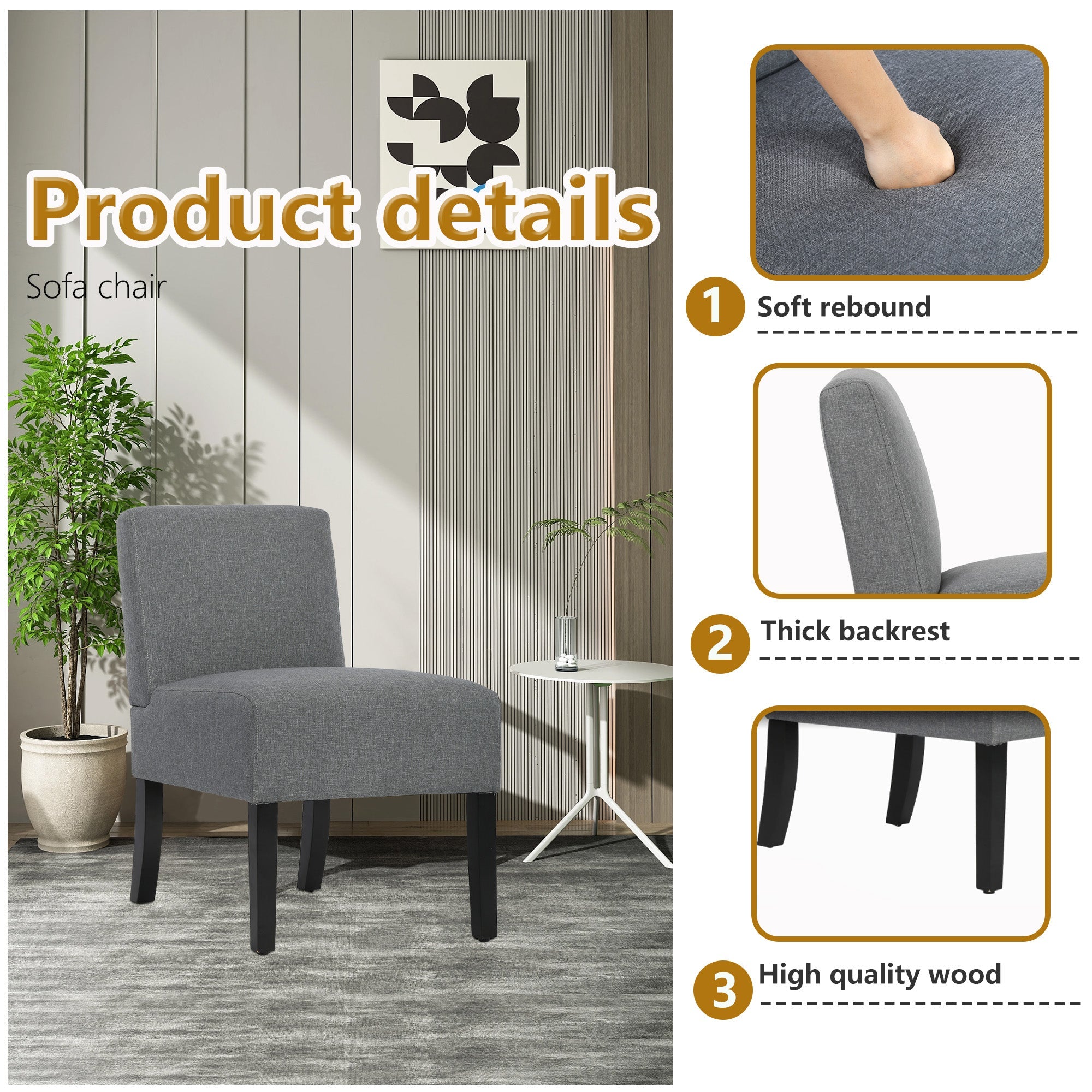 Wohnzimmer Armless Chair Modernes Design Set von 2