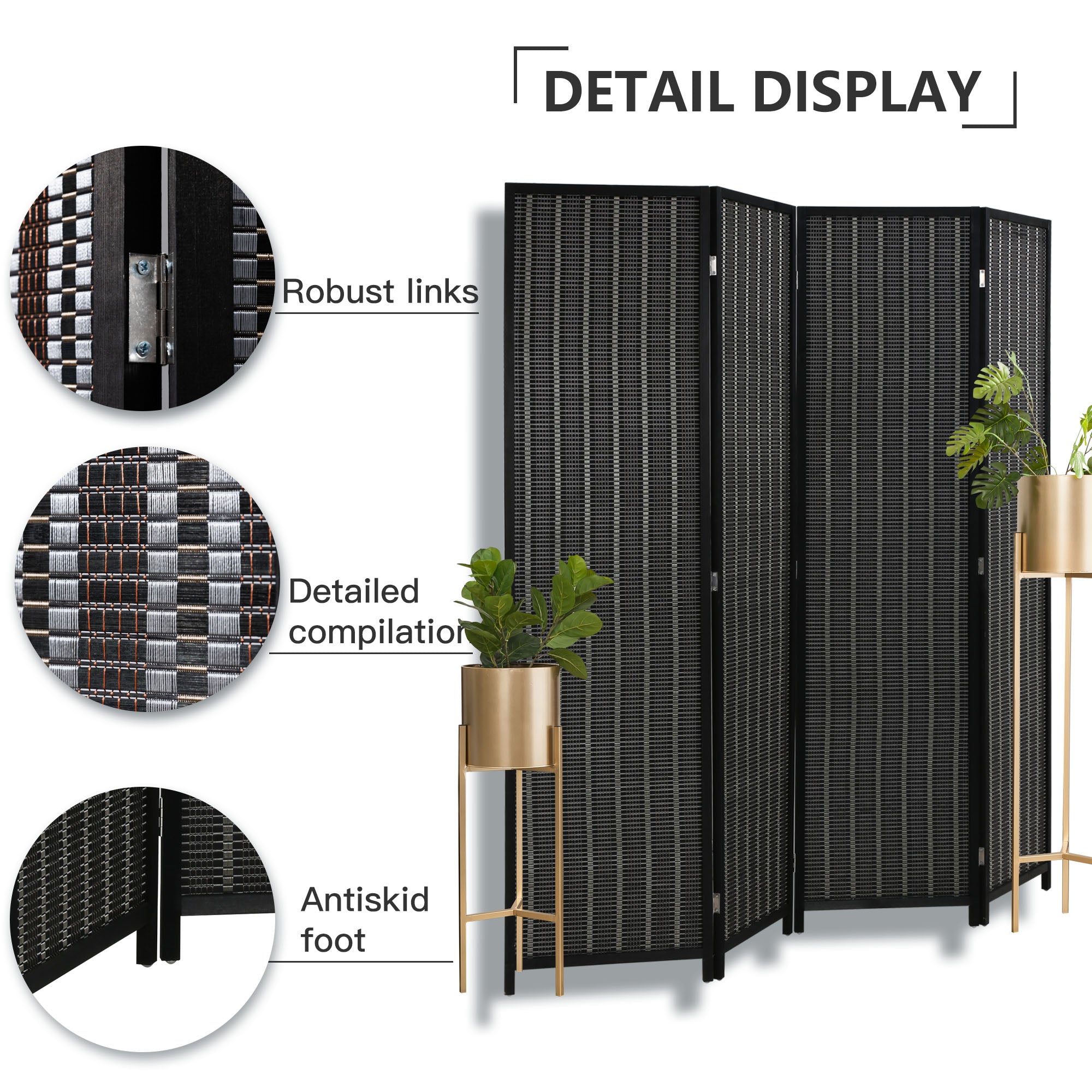 Bambus 4 Panel Privacy Wall Divider Wood Wohnzimmer