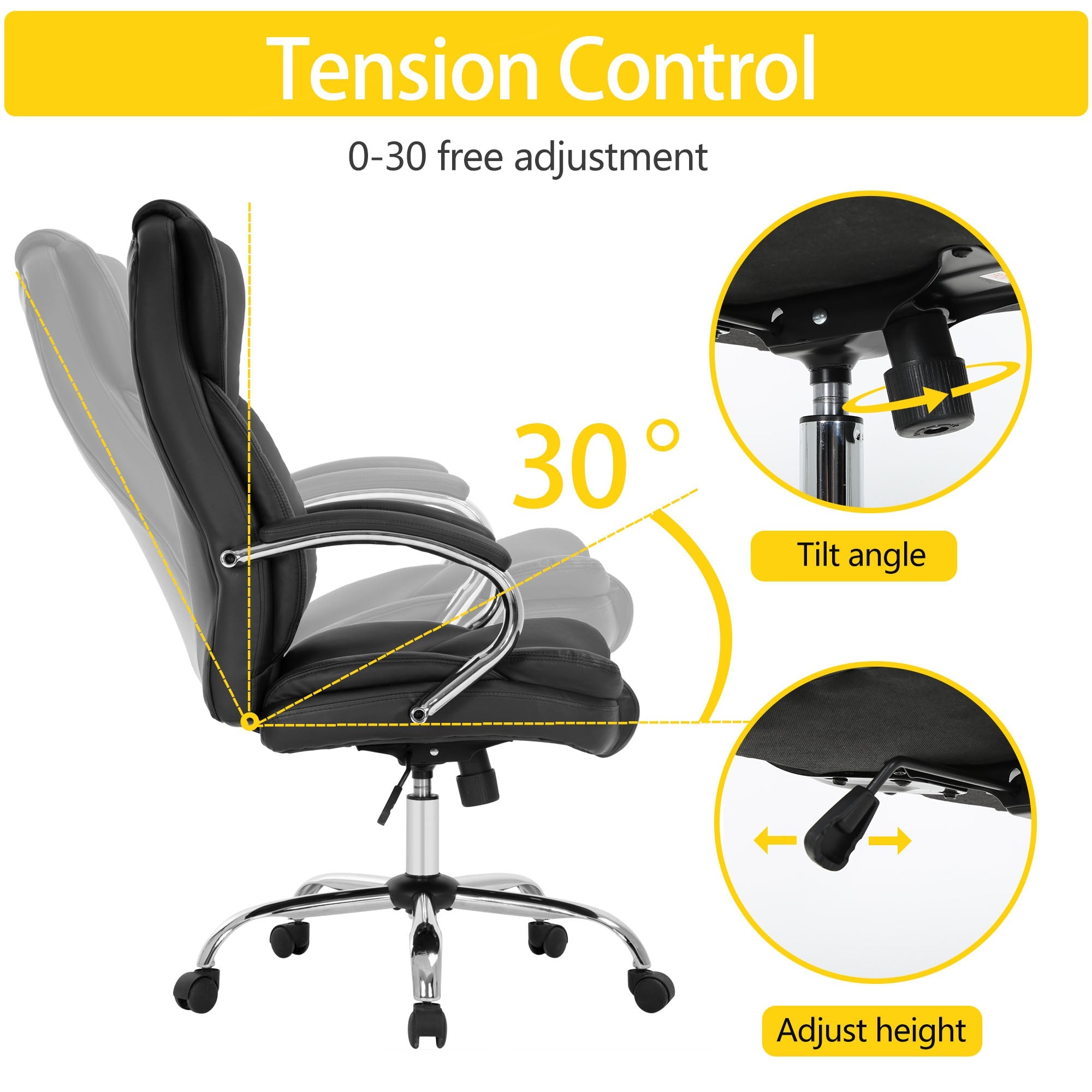 Verstellbare High Back PU Leder Task Rolling Swivel Chair