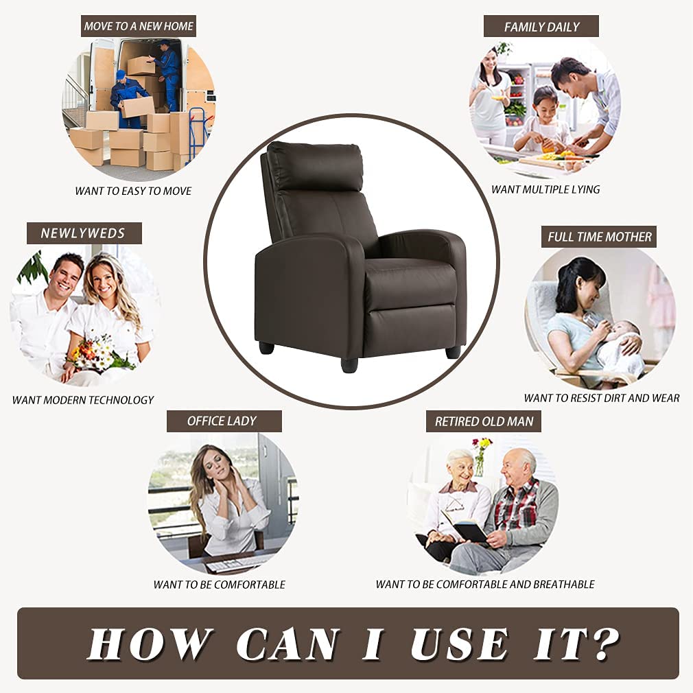 Recliner Chair Einzelne Liege Sofa mit gepolsterten Sitzlehne