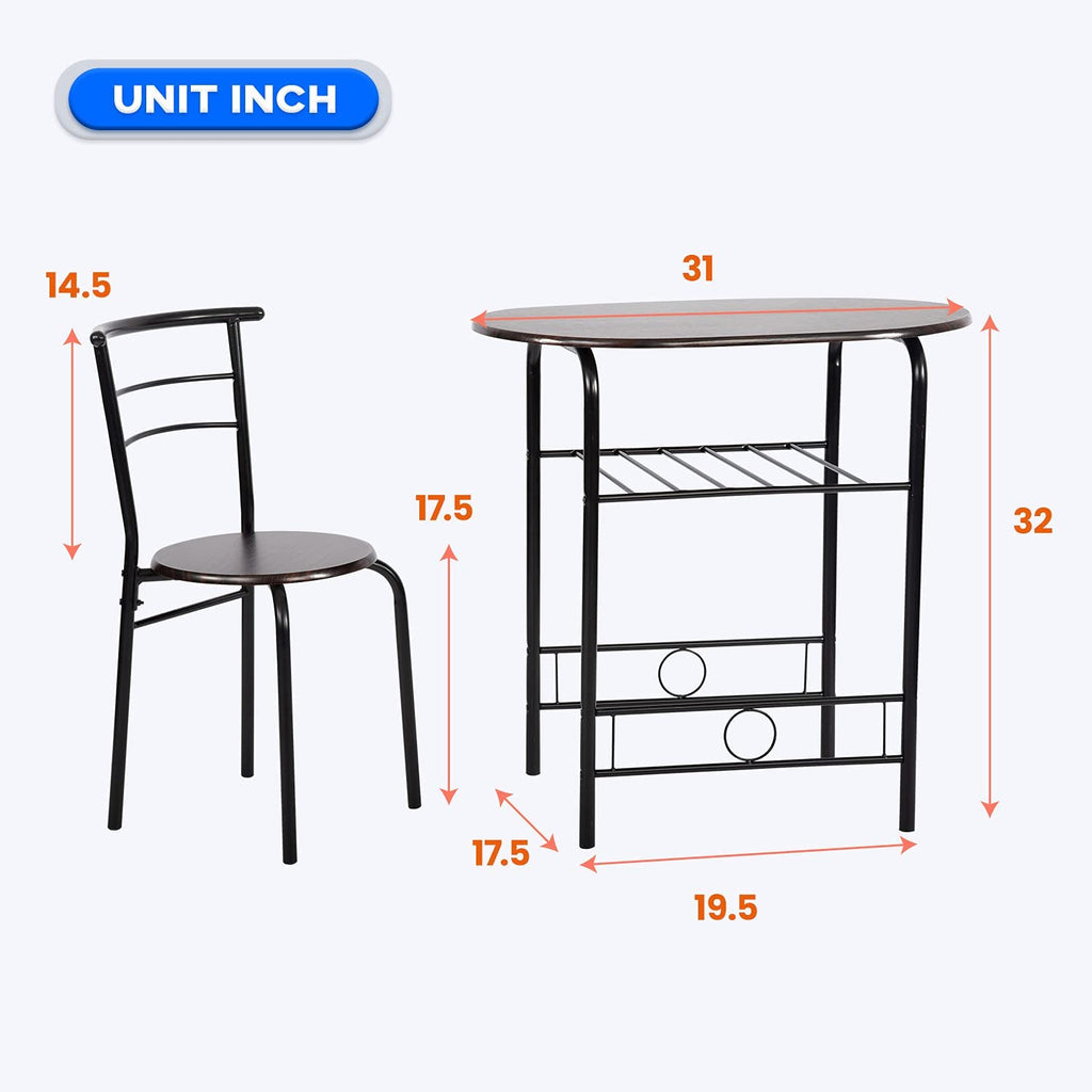 3-Piece Round Table und Stuhl Set für Küche Esszimmer