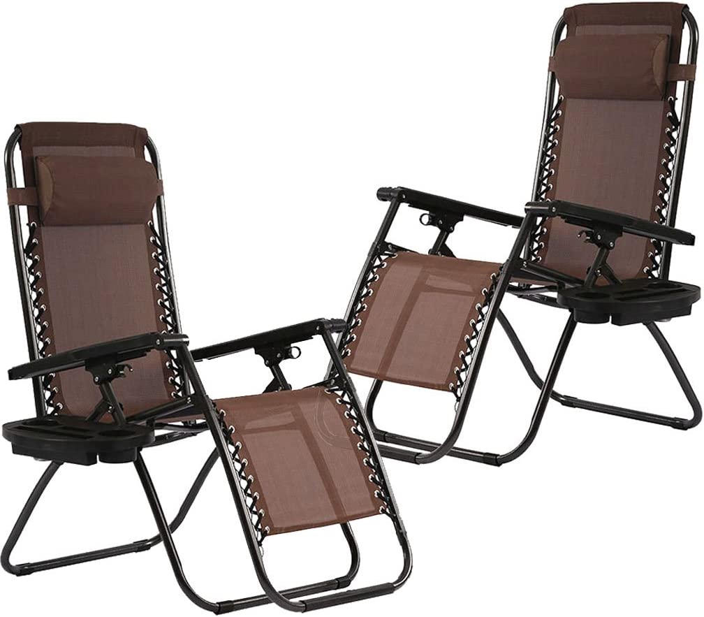 Zero Gravity Lawn Lounge Chair Patio Set von 2