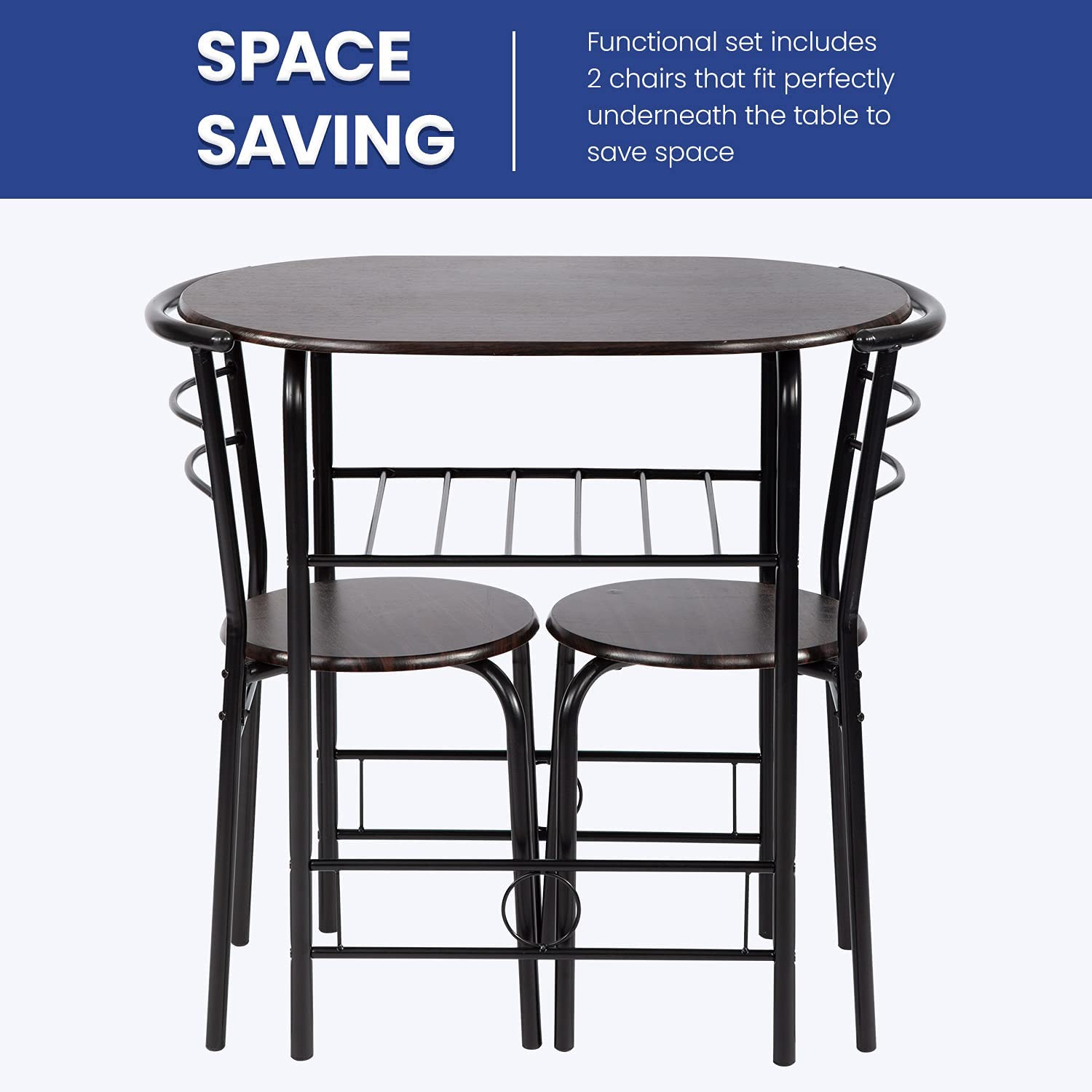 3-Piece Round Table und Stuhl Set für Küche Esszimmer