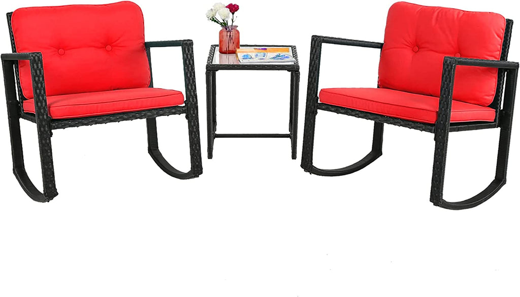 Outdoor Bistro Set Schaukeln 3 Stück Patio Set Rattan Stuhl