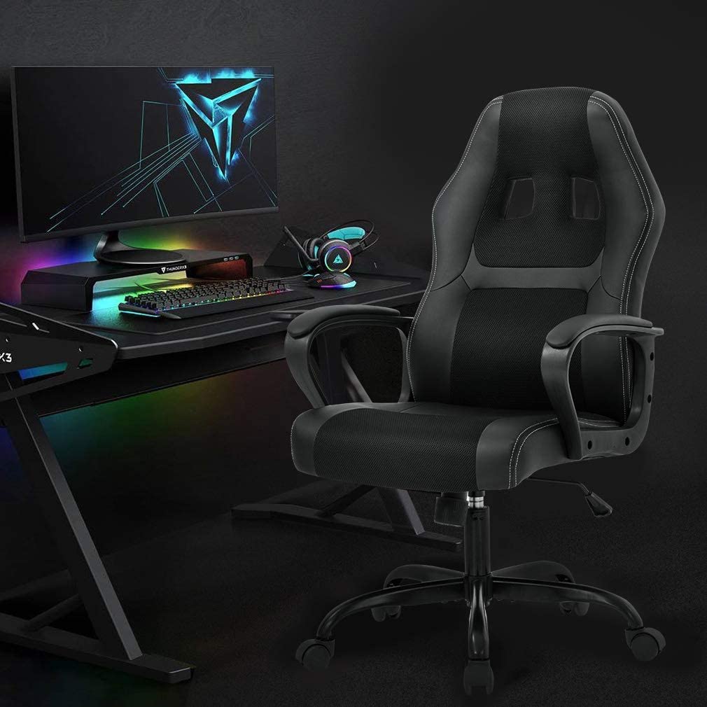 Verstellbare PU Lumbal Massage Support Leder Racing Chair