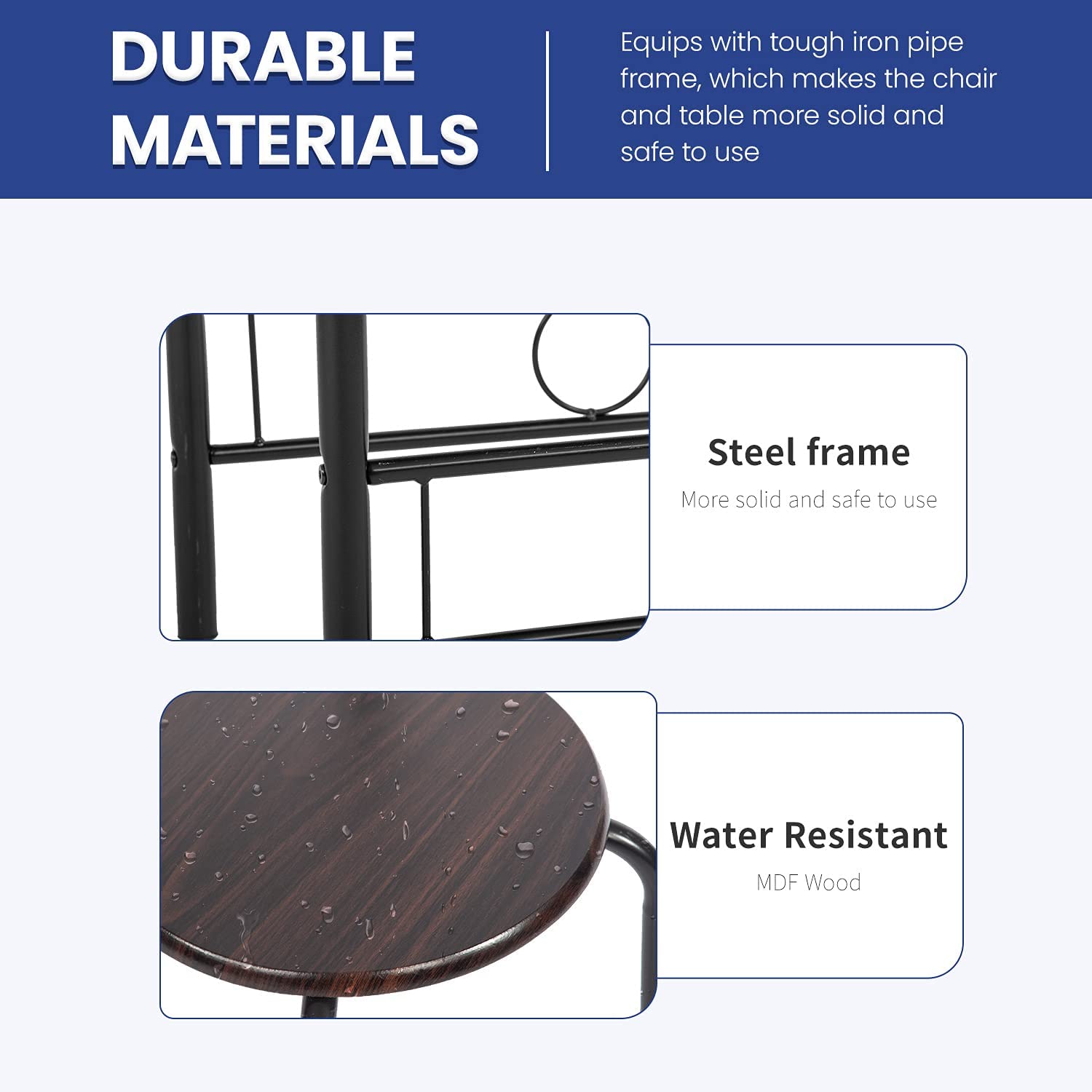 3-Piece Round Table und Stuhl Set für Küche Esszimmer