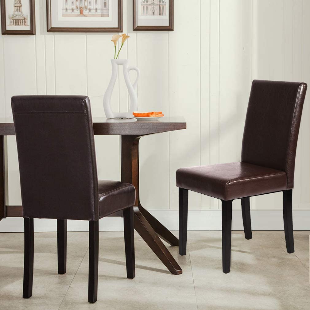 Esszimmer Leder Stühle Parsons Set von 4