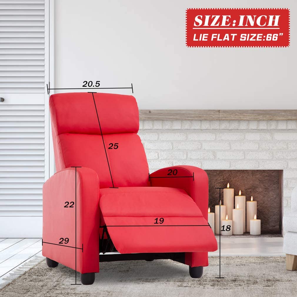Recliner Stuhl für Wohnzimmer Recliner Sofa mit PU Leder gepolsterte Sitzlehne
