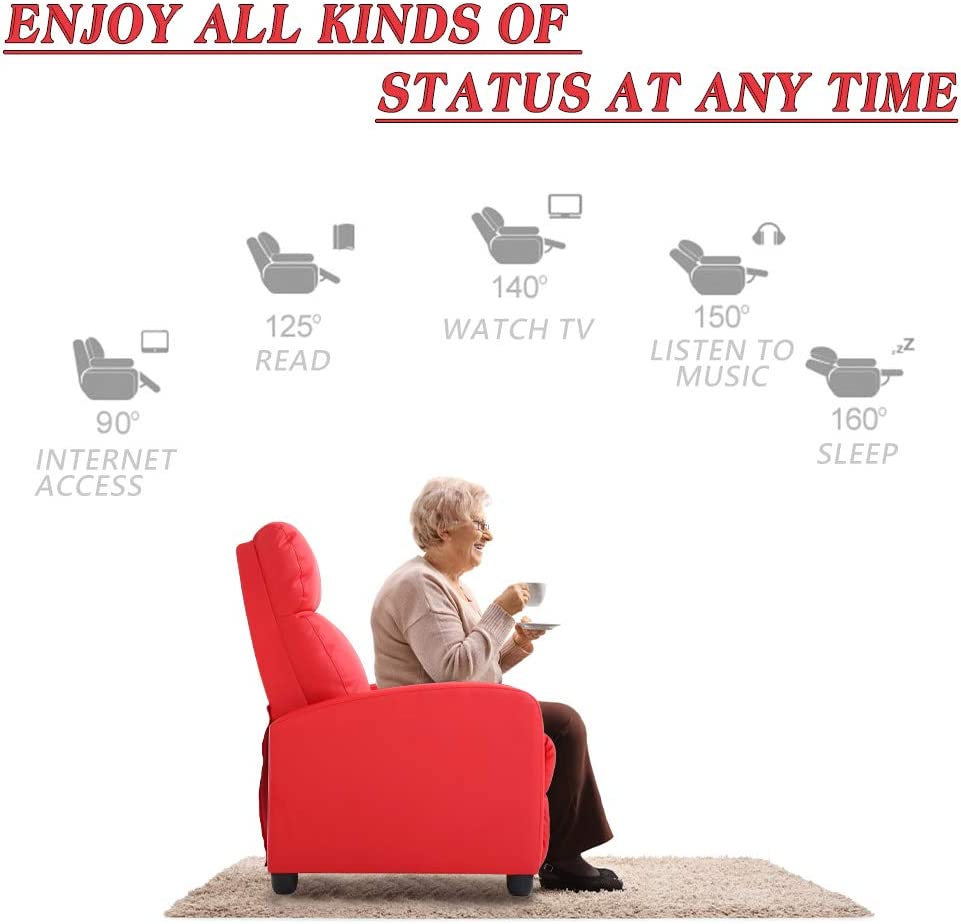 Recliner Stuhl für Wohnzimmer Recliner Sofa mit PU Leder gepolsterte Sitzlehne