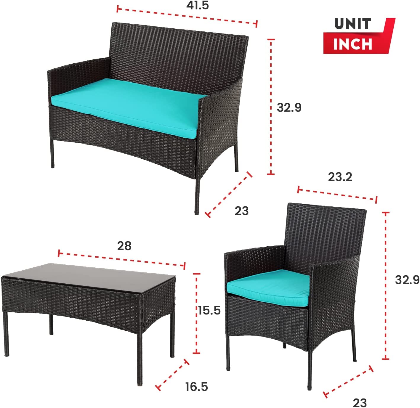 4 Stücke Outdoor Rattan Stuhl Wicker Sofa Garten Patio Möbel Set
