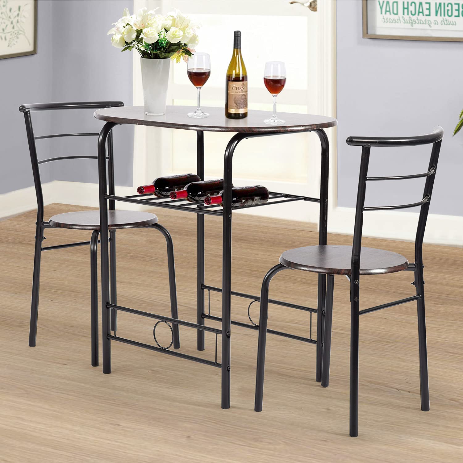 3-Piece Round Table und Stuhl Set für Küche Esszimmer