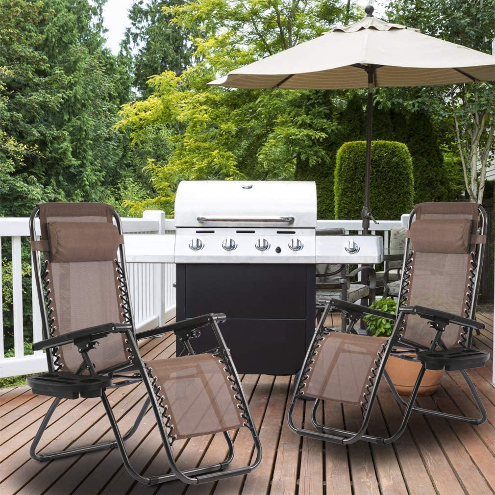 Zero Gravity Lawn Lounge Chair Patio Set von 2
