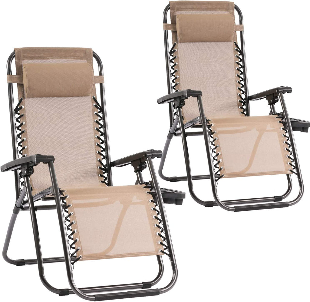 Zero Gravity Lawn Lounge Chair Patio Set von 2