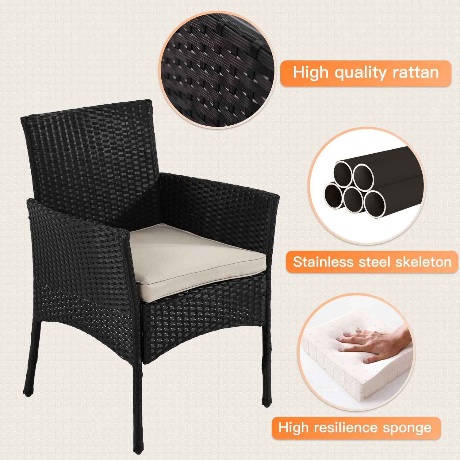 4 Stücke Outdoor Rattan Stuhl Wicker Sofa Garten Patio Möbel Set