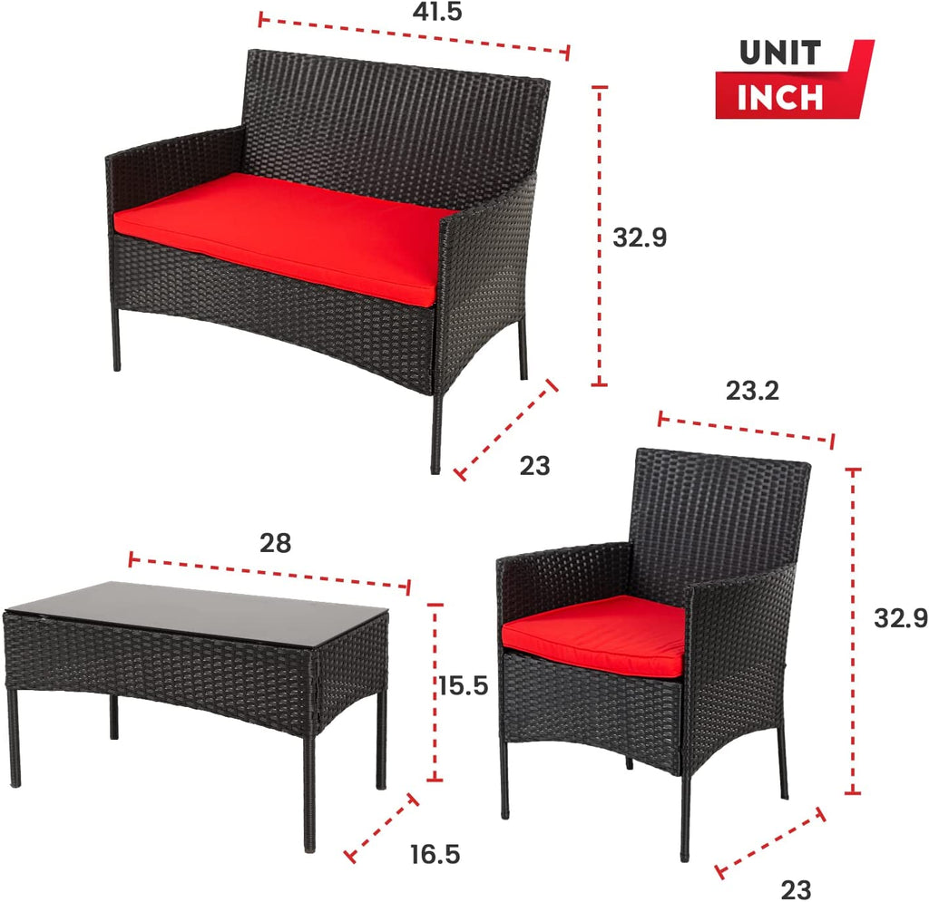 4 Stücke Outdoor Rattan Stuhl Wicker Sofa Garten Patio Möbel Set