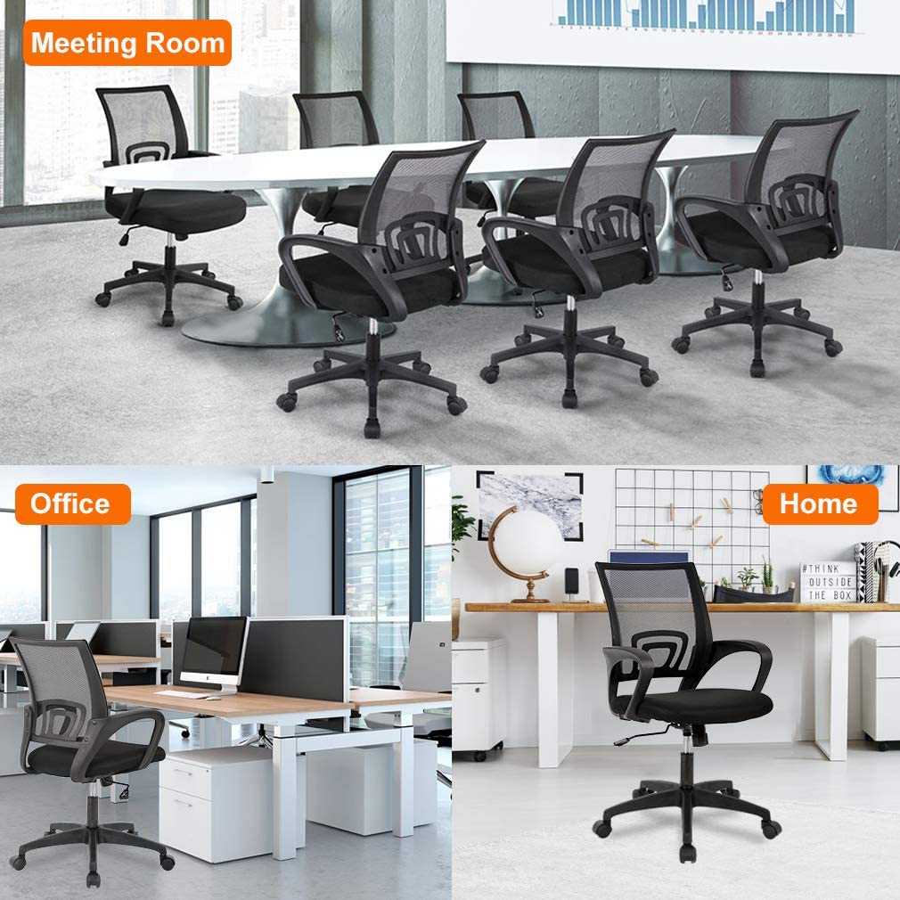 Ergonomic Office Chair - Mesh Desk Task Computer Swivel Chair mit Lumbar-Unterstützung, moderne Führungs verstellbar