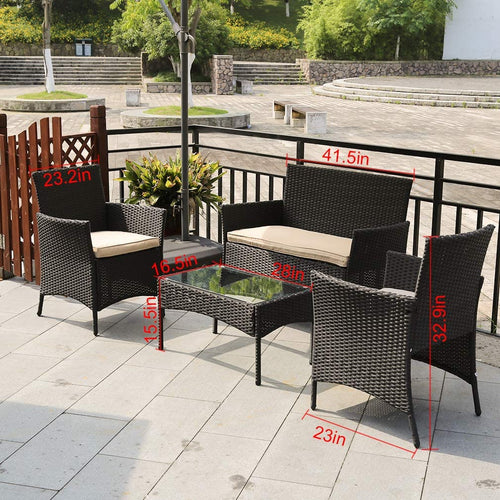 4 Stücke Outdoor Rattan Stuhl Wicker Sofa Garten Patio Möbel Set