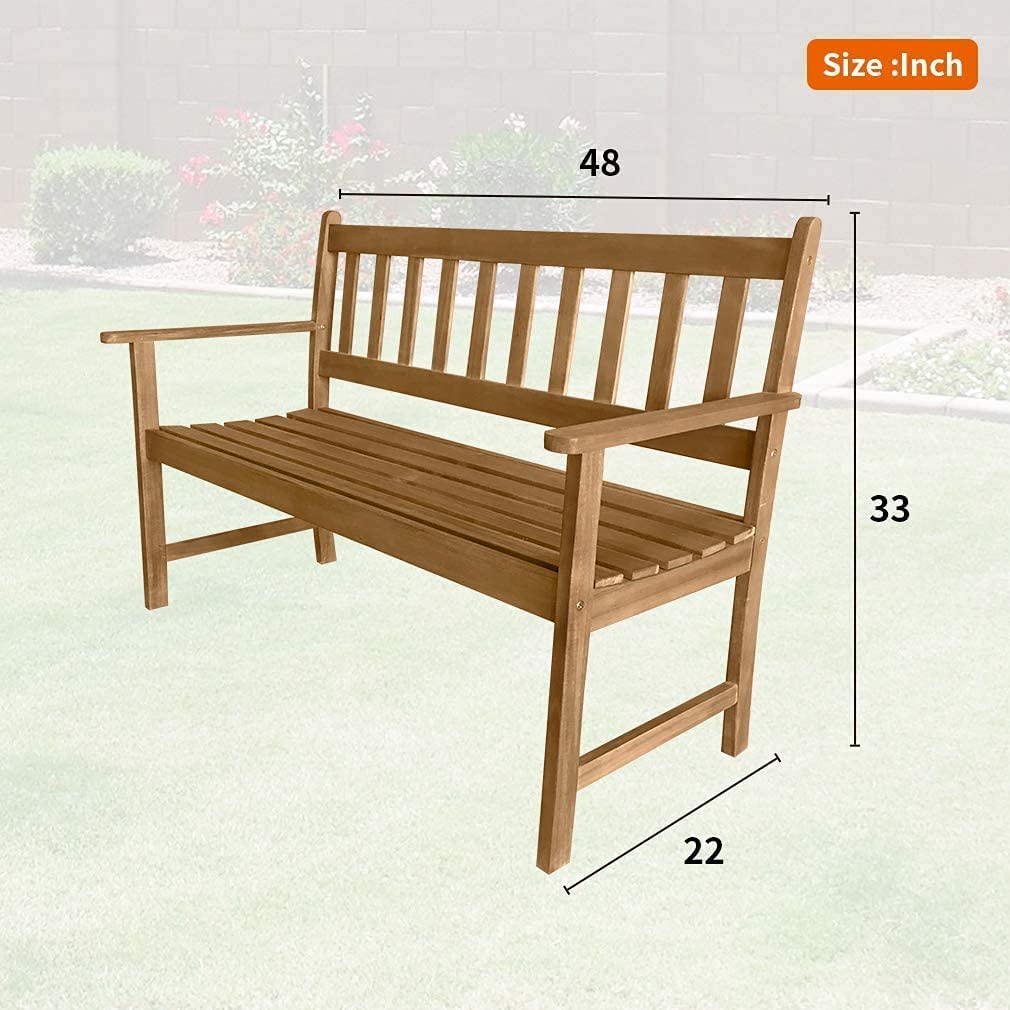 Outdoor Patio Bench Wood Garden Bench mit Armlehnen Sturdy Front Porch Chair