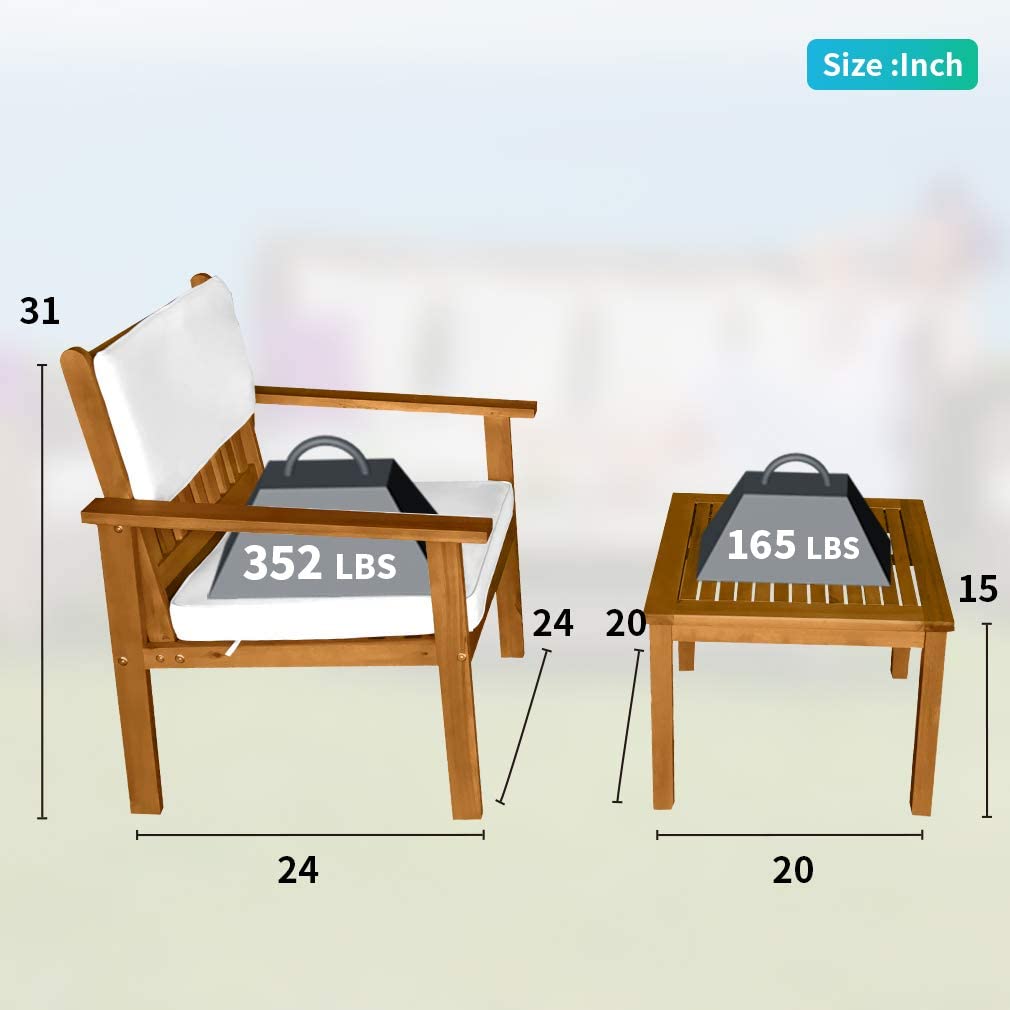 3-Stück Patio Bistro Set Patio Möbel Outdoor Tisch Stuhl Set